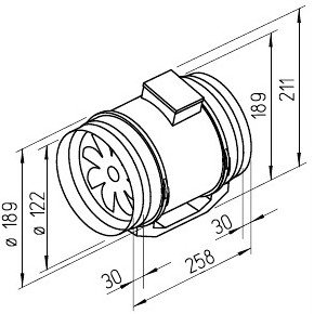 Канальный одноступенчатый вентилятор MV 125